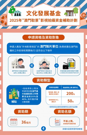2025年“澳門取景”影視拍攝資金補助計劃(四)