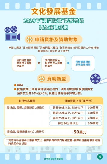 2026年“澳門取景”影視拍攝資金補助計劃圖文包 4