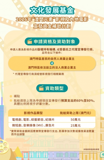 2026年“澳門元素”影視及內地電影宣發資金補助計劃圖文包 4