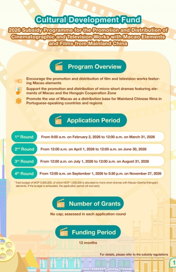 2026 Subsidy Programme for the Promotion and Distribution of Cinematographic and Television Works with Macao Elements and Films from Mainland China (1)