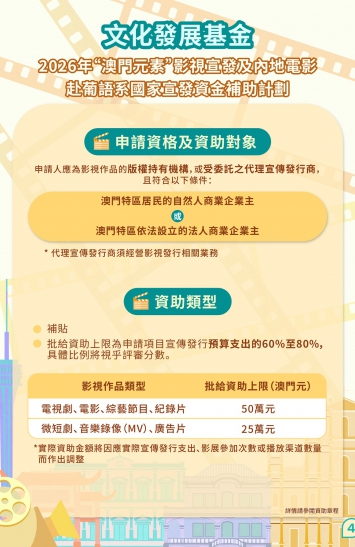 2026年“澳門元素”影視宣發及內地電影赴葡語系國家宣發資金補助計劃圖文包 4