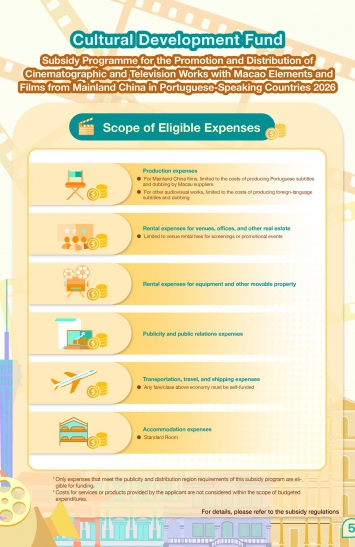 Subsidy Programme for the Promotion and Distribution of Cinematographic and Television Works with Macao Elements and Films from Mainland China in Portuguese-Speaking Countries (5)